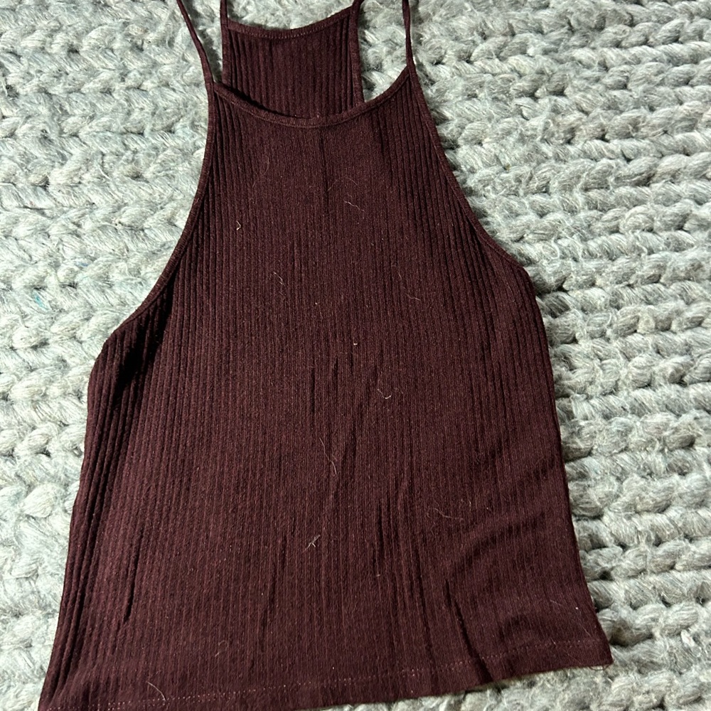 Elegant Sleeveless Ribbed Tank Top - Dark Brown
